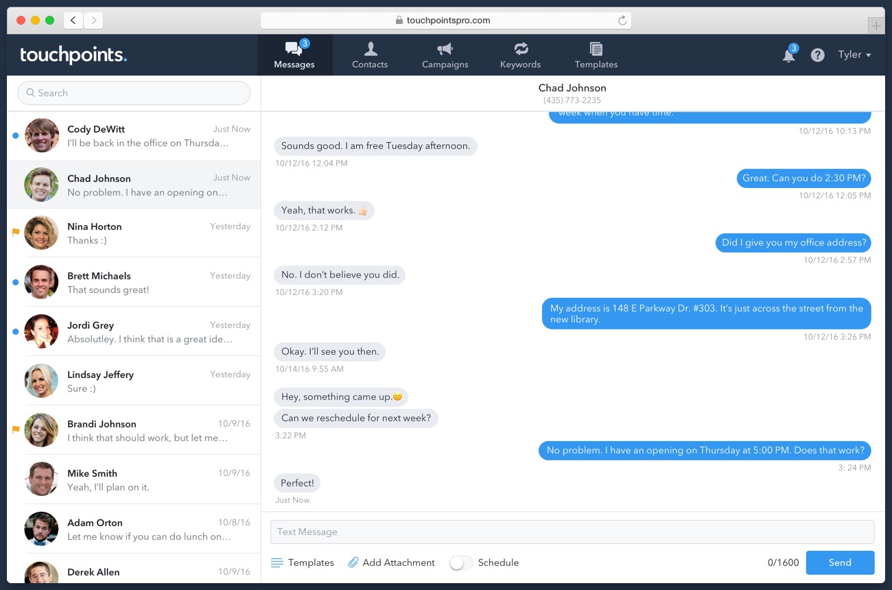 Messages Page (Web App Screenshot)