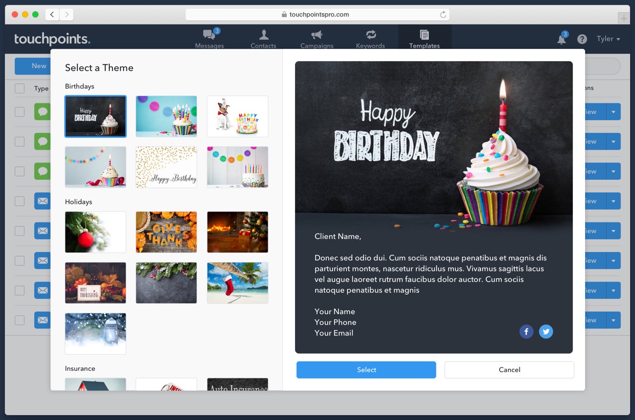 Templates Page (Web App Screenshot)
